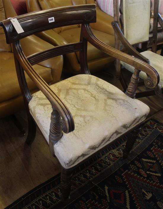 George IV mahogany elbow chair(-)